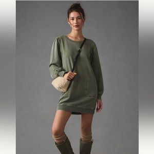 Anthropology Daily Practice Washed Green Tunic Dress